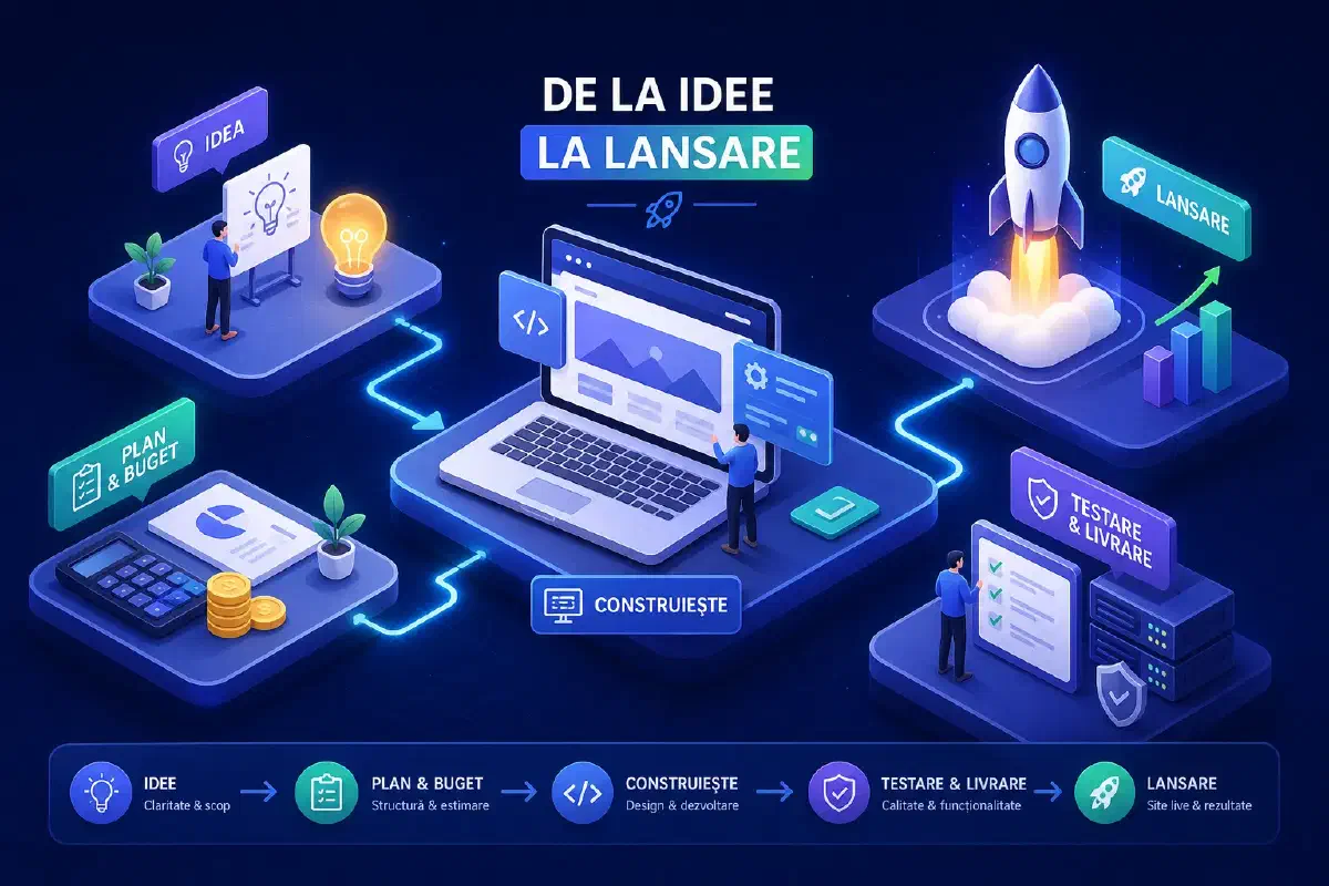 Pași practici pentru creare site de la idee la lansare: plan, buget și livrare