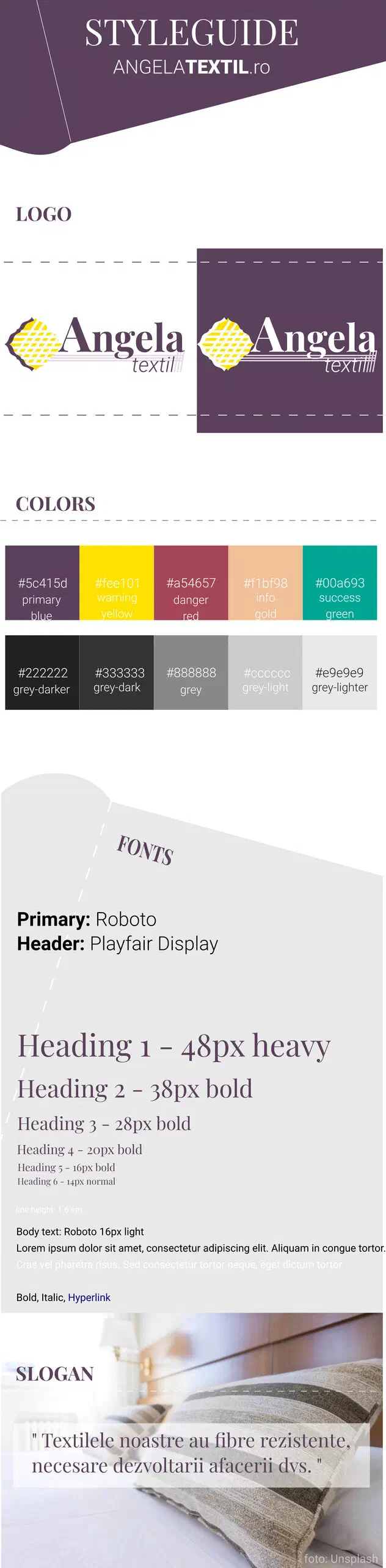 angelatextil.ro - styleguide page