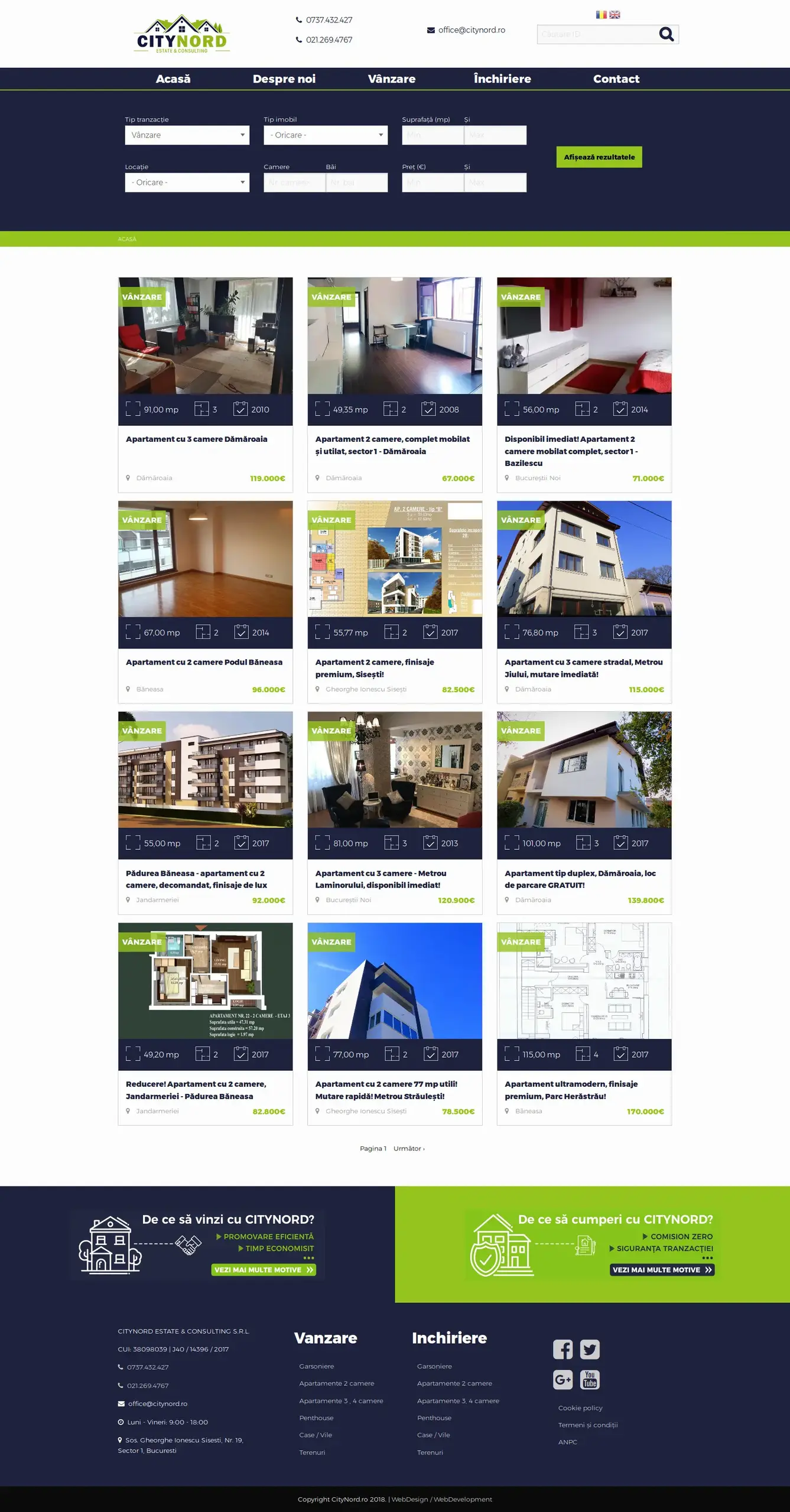 citynord.ro - lista imobile